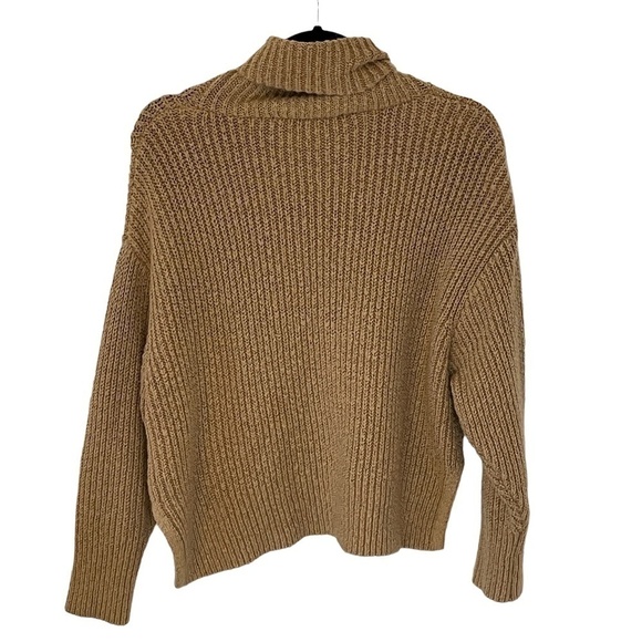 ZARA Brown Ribbed Knit Turtleneck Neutral Contemporary Minimalist Sweater SZ S - Picture 4 of 7
